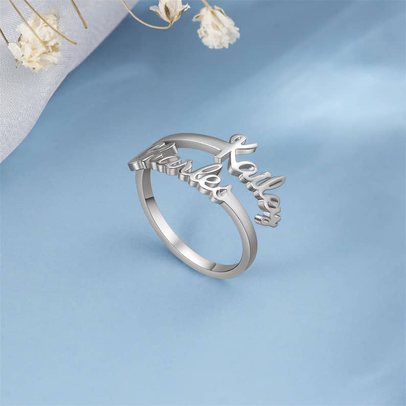 Custom couple Name Ring Adjustable Size For Men And Women