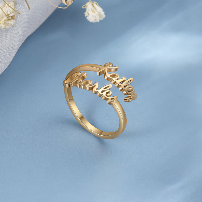 Custom couple Name Ring Adjustable Size For Men And Women