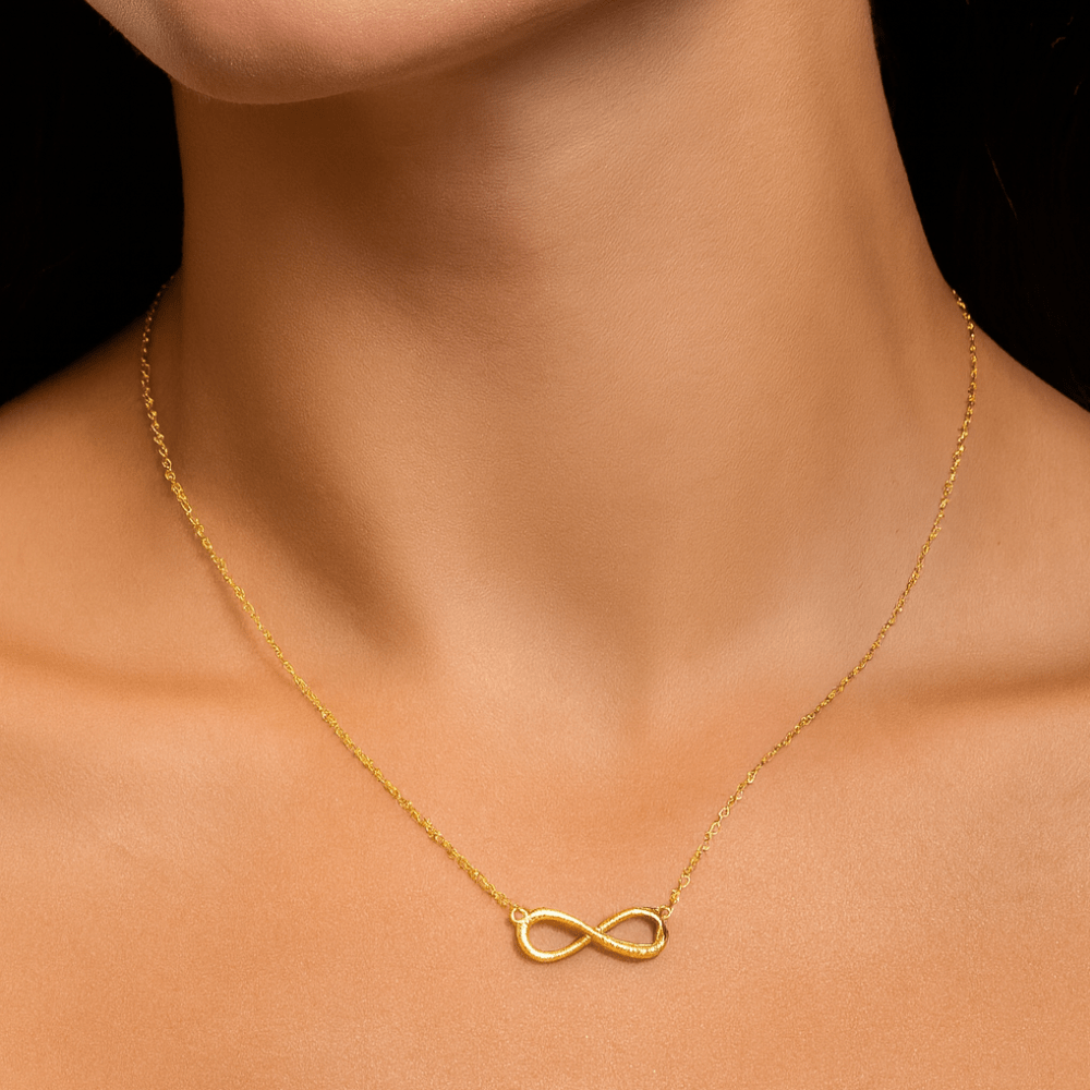 Gold Infinity Necklace on a delicate chain, perfect for gifting or personal wear