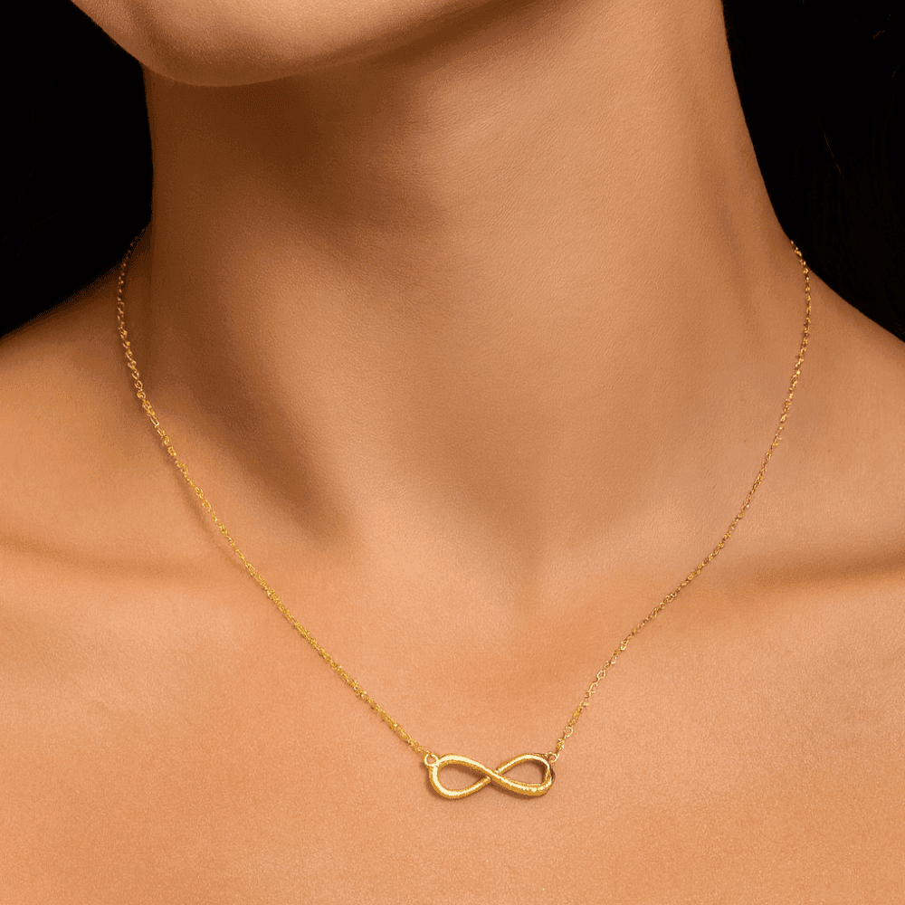 Gold Infinity Necklace on a delicate chain, perfect for gifting or personal wear