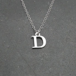 Ankx.in silver Initial Letter Necklace Alphabet pendant with letter D on a delicate chain