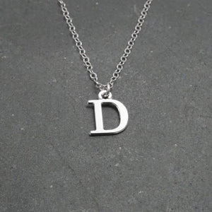 Ankx.in silver Initial Letter Necklace Alphabet pendant with letter D on a delicate chain