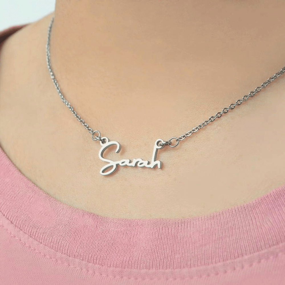 Custom signature Name Necklace Pure silver 925 with silver chain