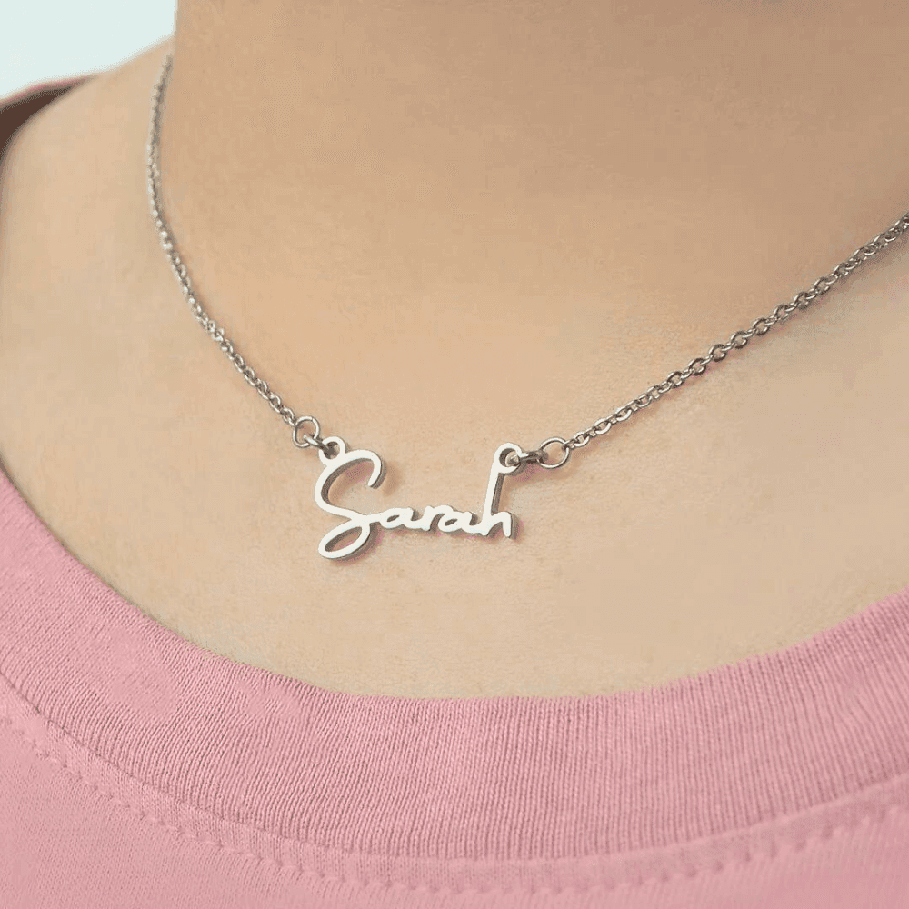 Custom signature Name Necklace Pure silver 925 with silver chain