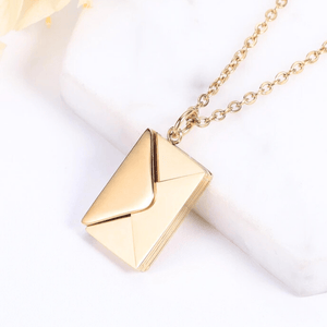 Gold Secret Message Letter Envelope Necklace with a delicate chain from Ankx.in