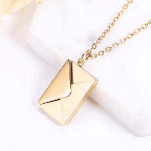 Gold Secret Message Letter Envelope Necklace with a delicate chain from Ankx.in