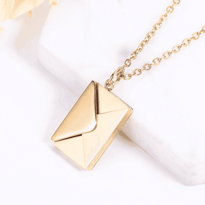 Gold Secret Message Letter Envelope Necklace with a delicate chain from Ankx.in