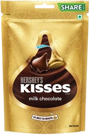 Hersheys Kisses milk chocolate packet with 24 melt-in-mouth chocolates inside