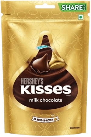 Hersheys Kisses milk chocolate packet with 24 melt-in-mouth chocolates inside