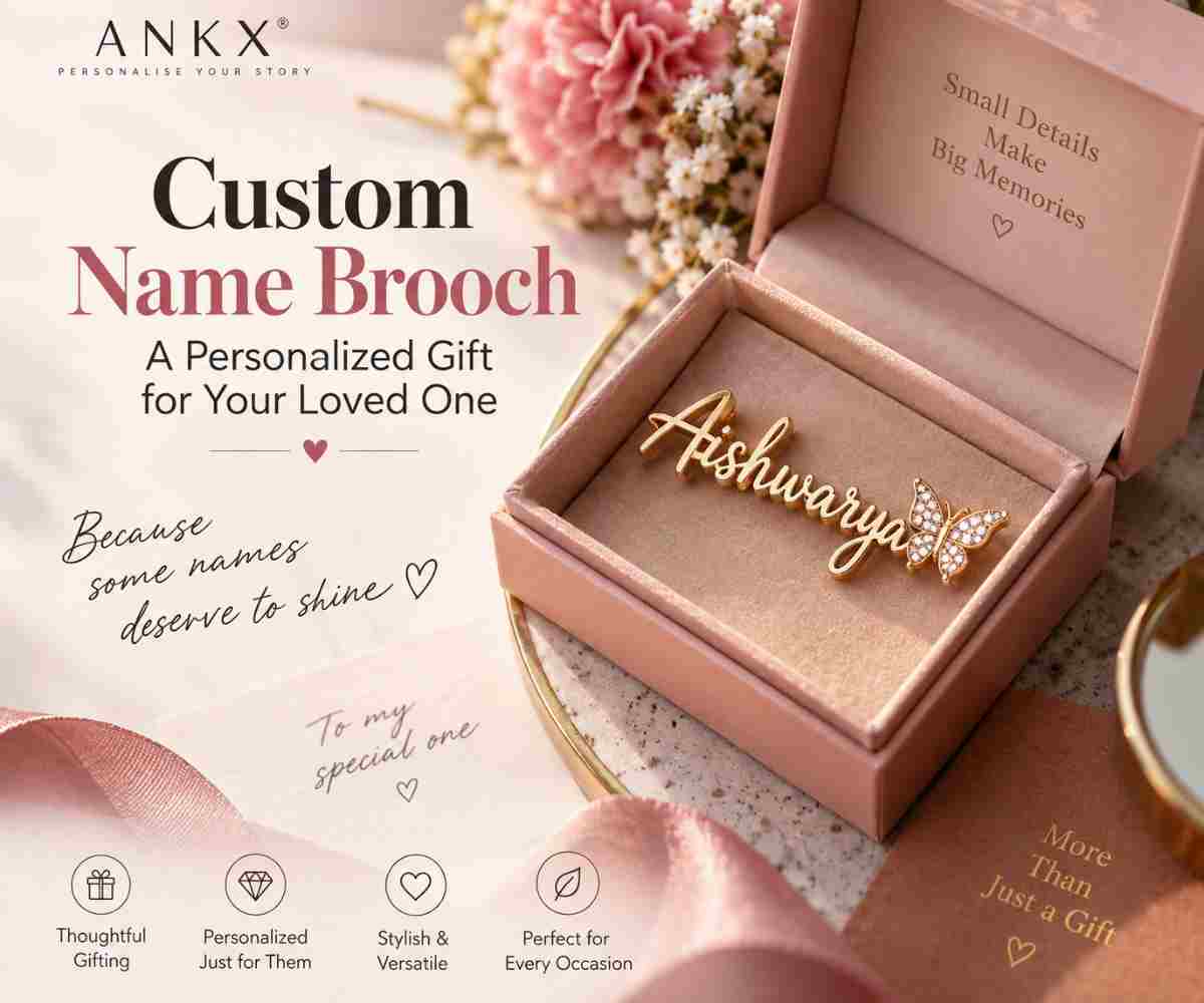 Elegant custom name brooch gift for women