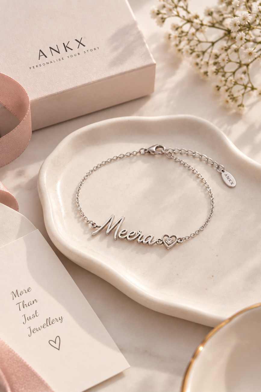 Custom name bracelet with elegant gold lettering
