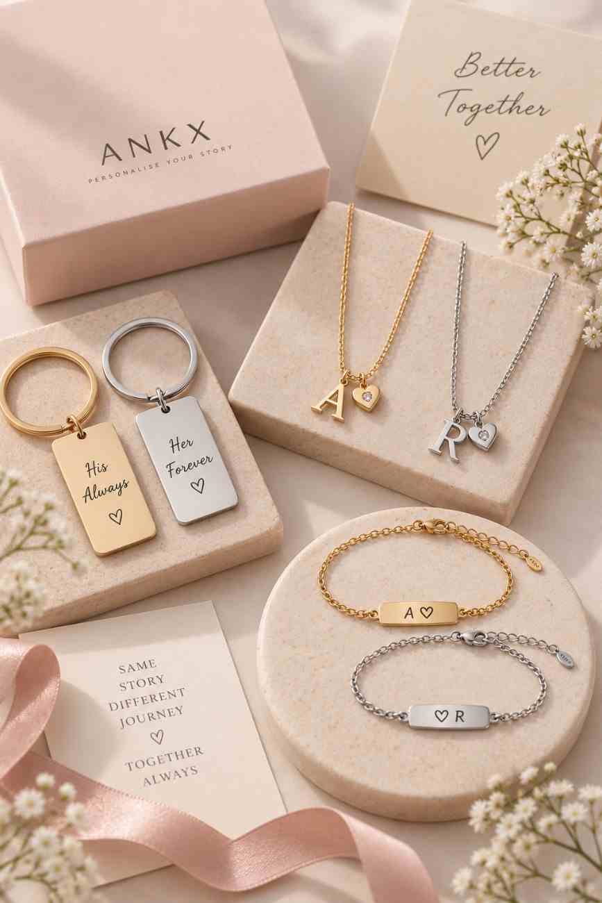 Matching jewelry gifts for couples with custom names