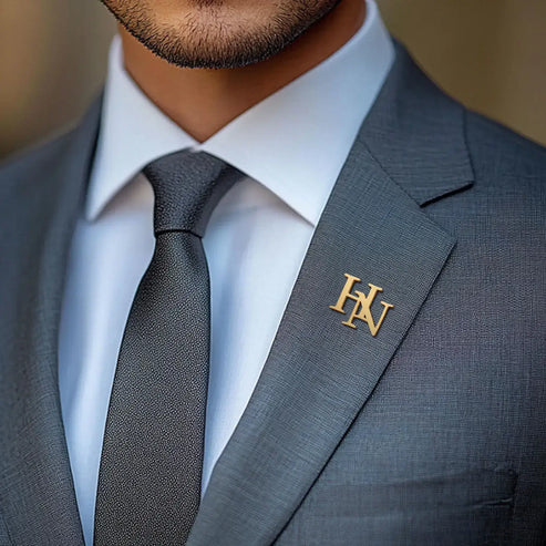 Custom Initials Brooch Gold Silver Plated Personalized Lapel Pin India — ANKX