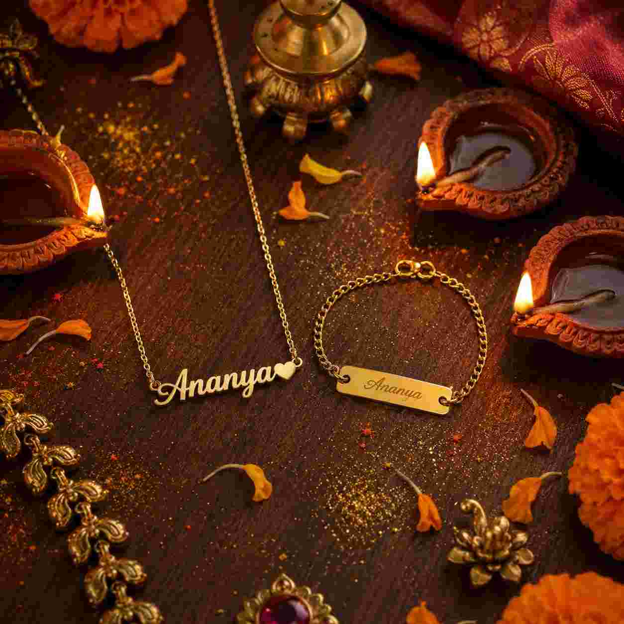 gifts for diwali by ankx, custom jewellery, personalized gifts, custom name jewellery