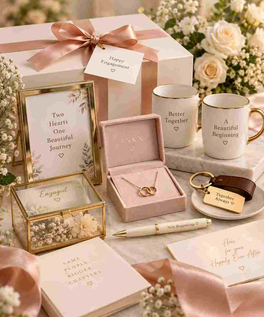 Personalized engraved jewellery and gift box ideas for an engagement ceremony