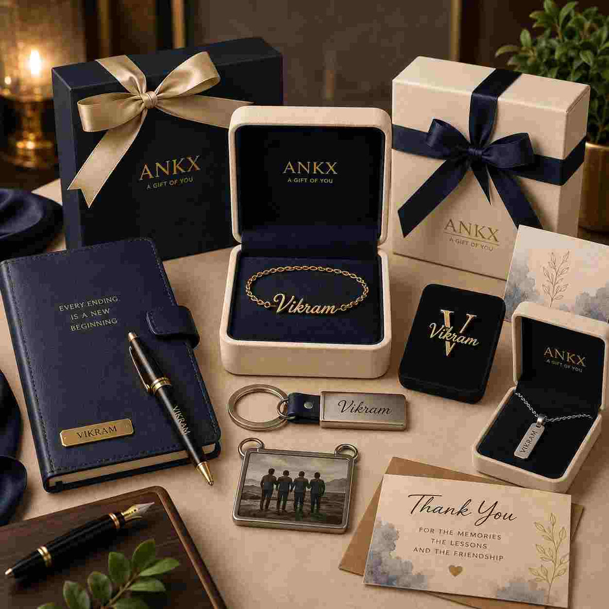 farewell gifts, collegues , gifts , bulk , order, aknx, custom gifts, pens, keychains, initials chains