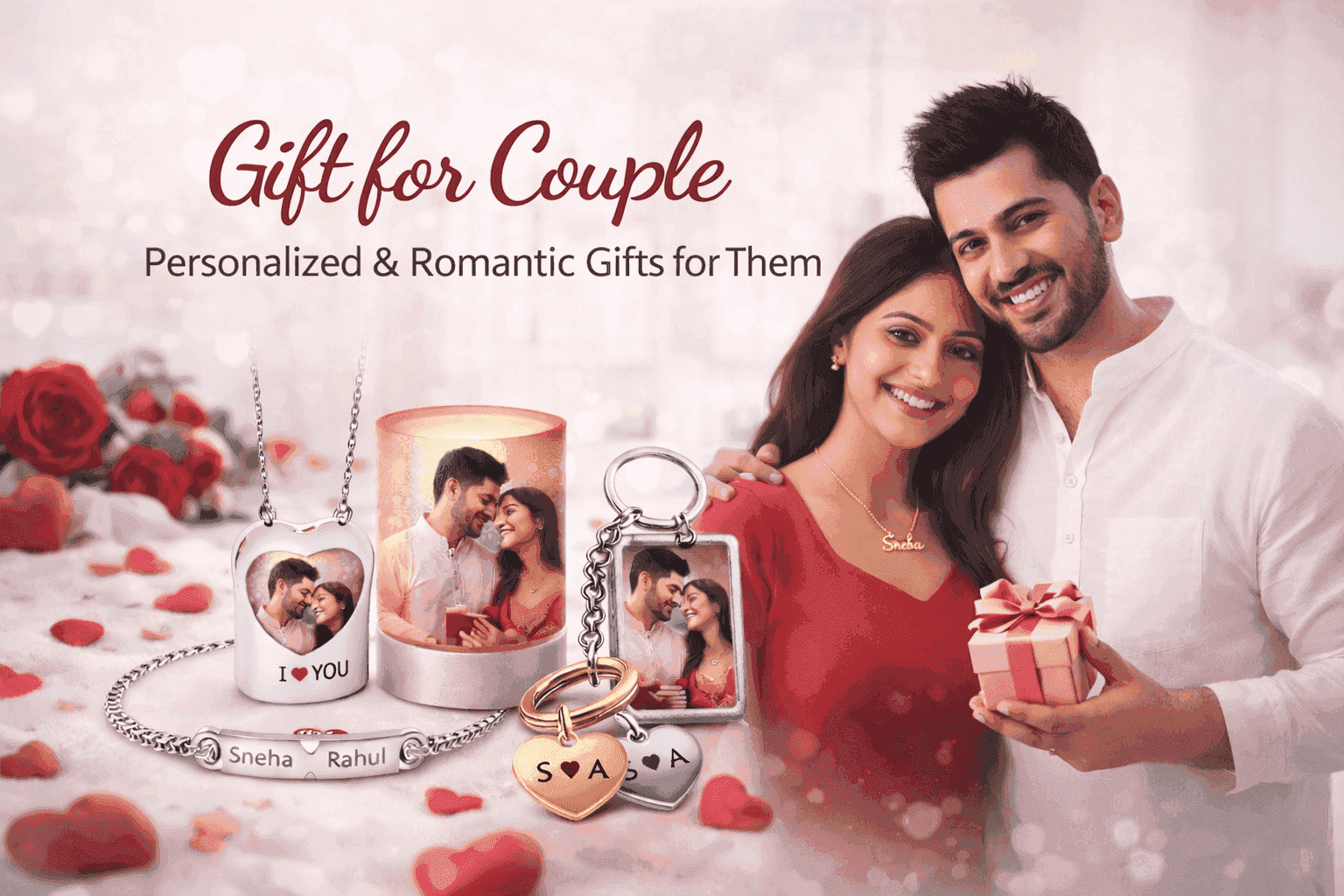 Gift for couple in India – personalized romantic gifts and matching jewellery for couples