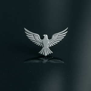 Silver eagle brooch for men – premium winged bird lapel pin with reflection