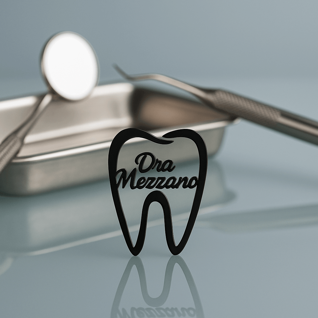 Black dentist brooch tooth design with dental instruments – clinic accessory for dentists