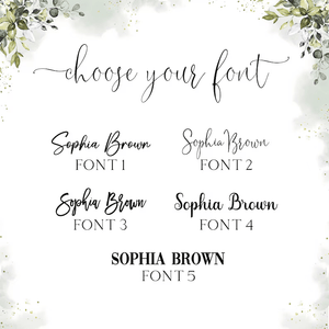 Professional office desk nameplate in acrylic with personalized text and corporate setup