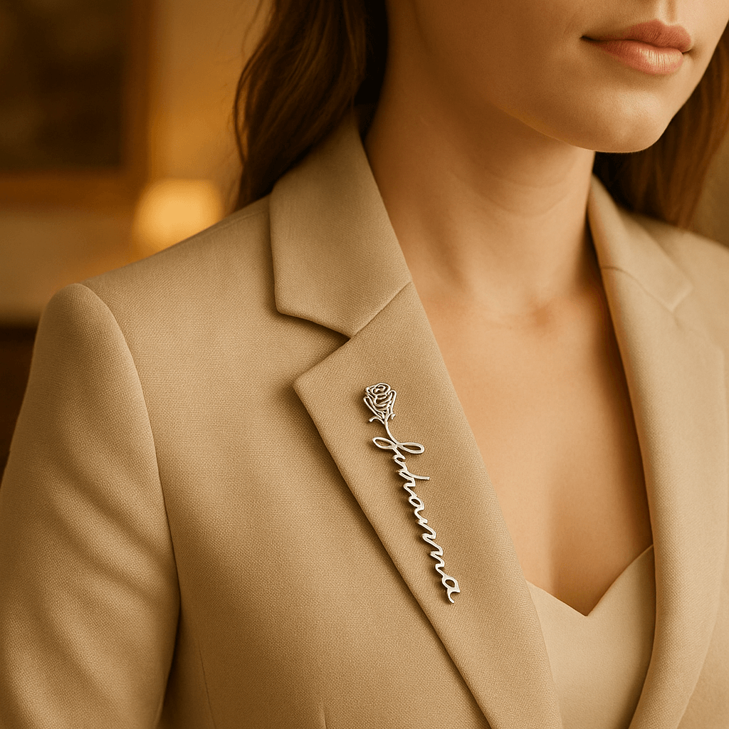 Custom name brooch pin – stylish gold alphabet accessory for women