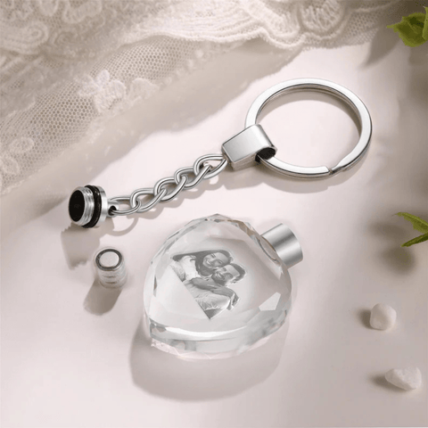 ( PACK OF 2 ) Personalized 3D Crystal Photo Portrait Keychain with light LED