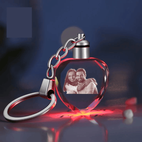 ( PACK OF 2 ) Personalized 3D Crystal Photo Portrait Keychain with light LED