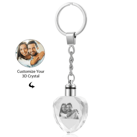 ( PACK OF 2 ) Personalized 3D Crystal Photo Portrait Keychain with light LED