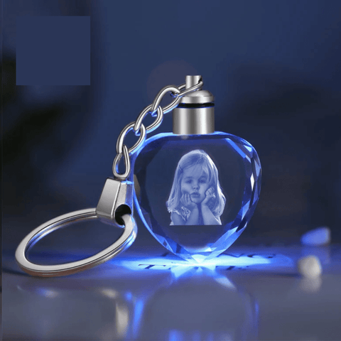 ( PACK OF 2 ) Personalized 3D Crystal Photo Portrait Keychain with light LED