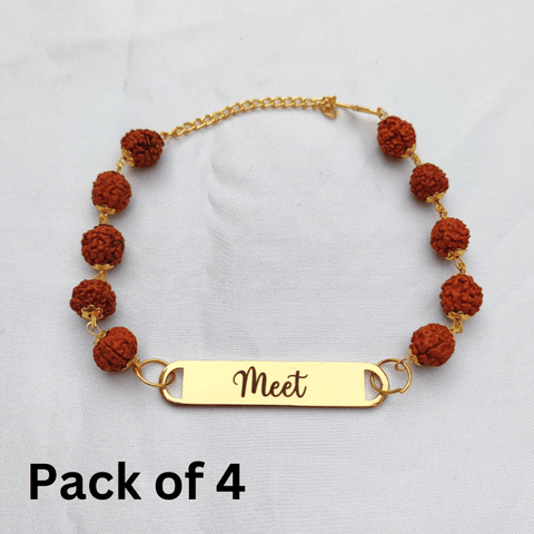 Combo - Customize Rudraksh Name Rakhi  pack of 4