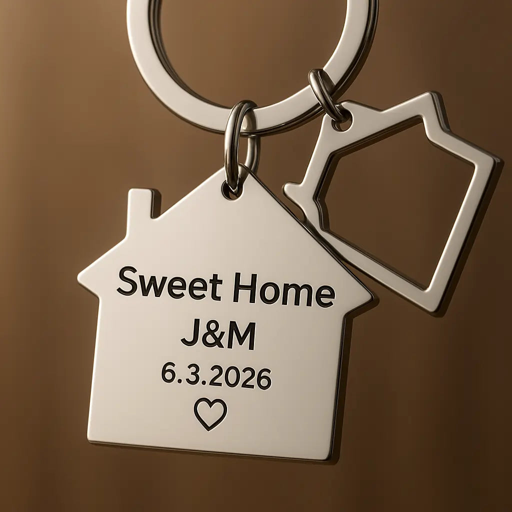 Personalized custom date keychain with engraved calendar placed inside gift box