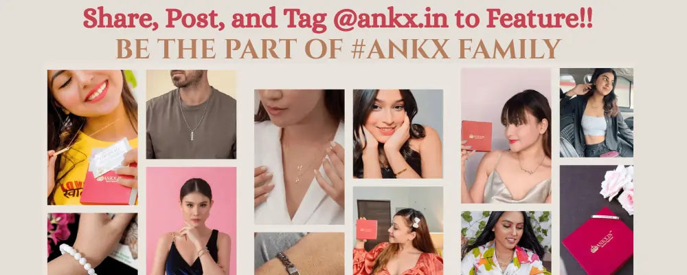 Customers wearing ANKX personalised jewellery and sharing their photos with ANKX gift boxes – Join the #ANKXFamily
