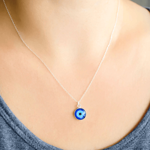 Silver Plated Evil Eye Necklace