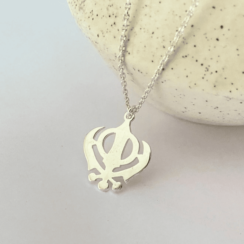 Khanda Necklace Pendant Silver Plated Ankx.in