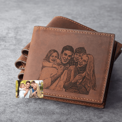 Leather Photo Engrave Wallet for Men