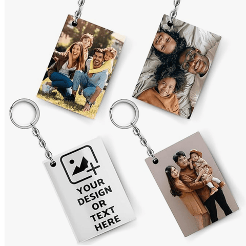 Photo Keychain MDF Wooden (Pack Of 4) Car, Bike, Home keyring