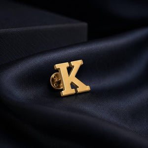 Gold Alphabet Brooch in the shape of the letter K, perfect for personalized accessories  
