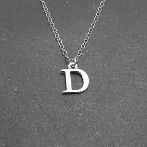 Alphabet Letter Initial Necklace Silver Plated