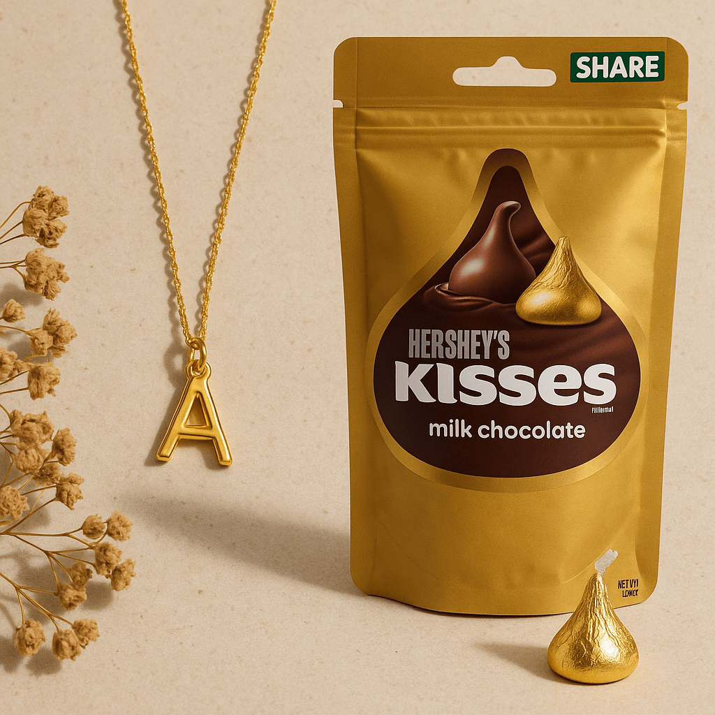 Custom Initial Letter Necklace Alphabet With Hershey Chocolate Kisses