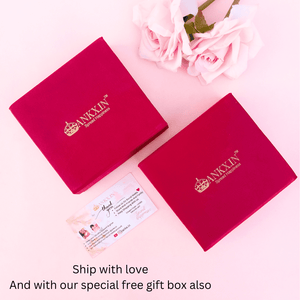 Ankx.in branded red gift boxes with flowers and a thank you card for Allah Necklace Pendant Gold Plated