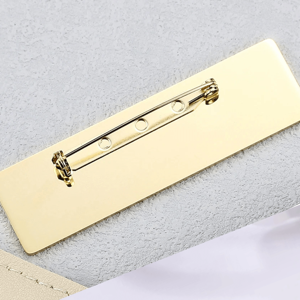 Metal Name Brooch Engraved Rectangle