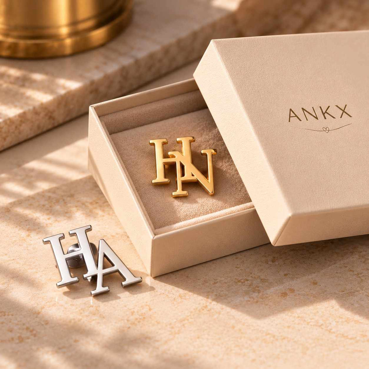 Custom Initial Lapel Pin Set in Gold and Silver, Perfect for Personalization with Your Initials