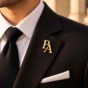 Custom Initial Lapel Pin in Gold Finish with Personalization PA for Stylish Men's Attire