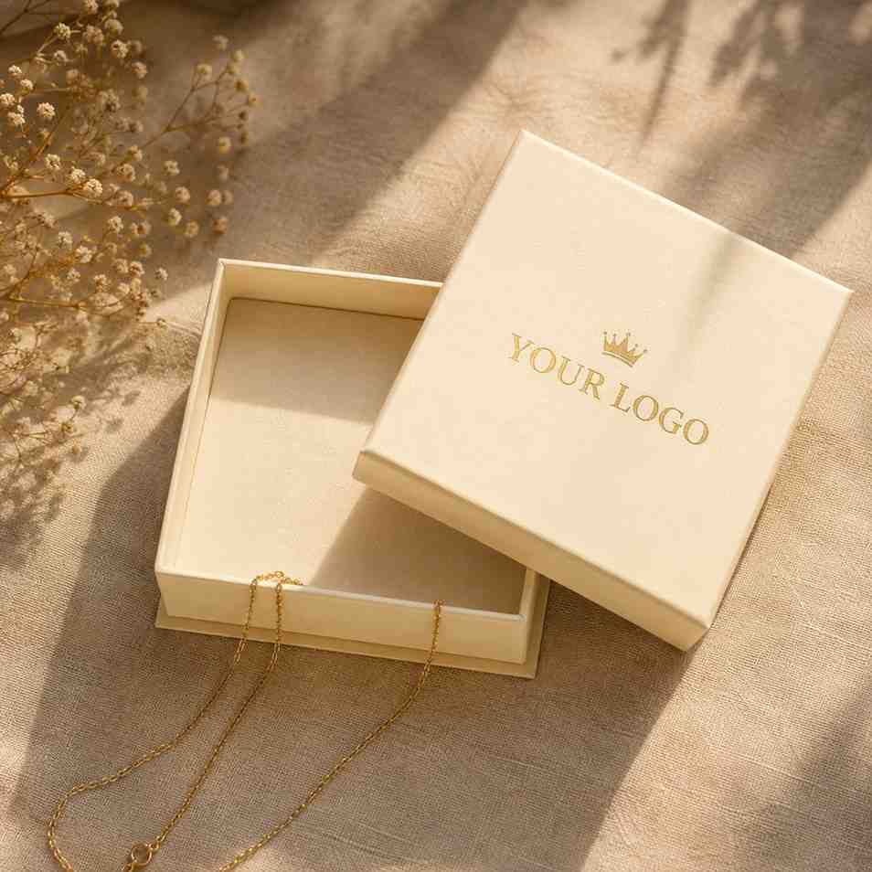 Elegant Custom Jewelry Box with Logo, perfect for gifting and showcasing jewelry pieces