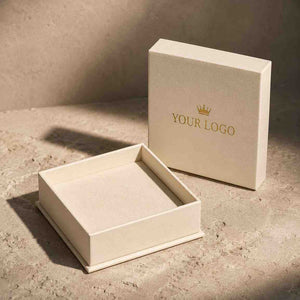 Elegant Custom Jewelry Box with Logo in Cream Color, Perfect for Gifting or Storing Jewelry