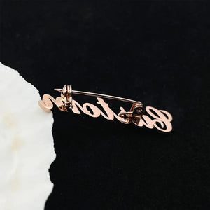 rose gold custom name brooch for men with stylish script name design