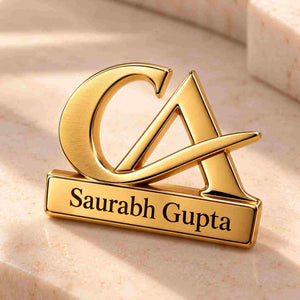 Custom Name CA Brooch with gold finish featuring the name Saurabh Gupta