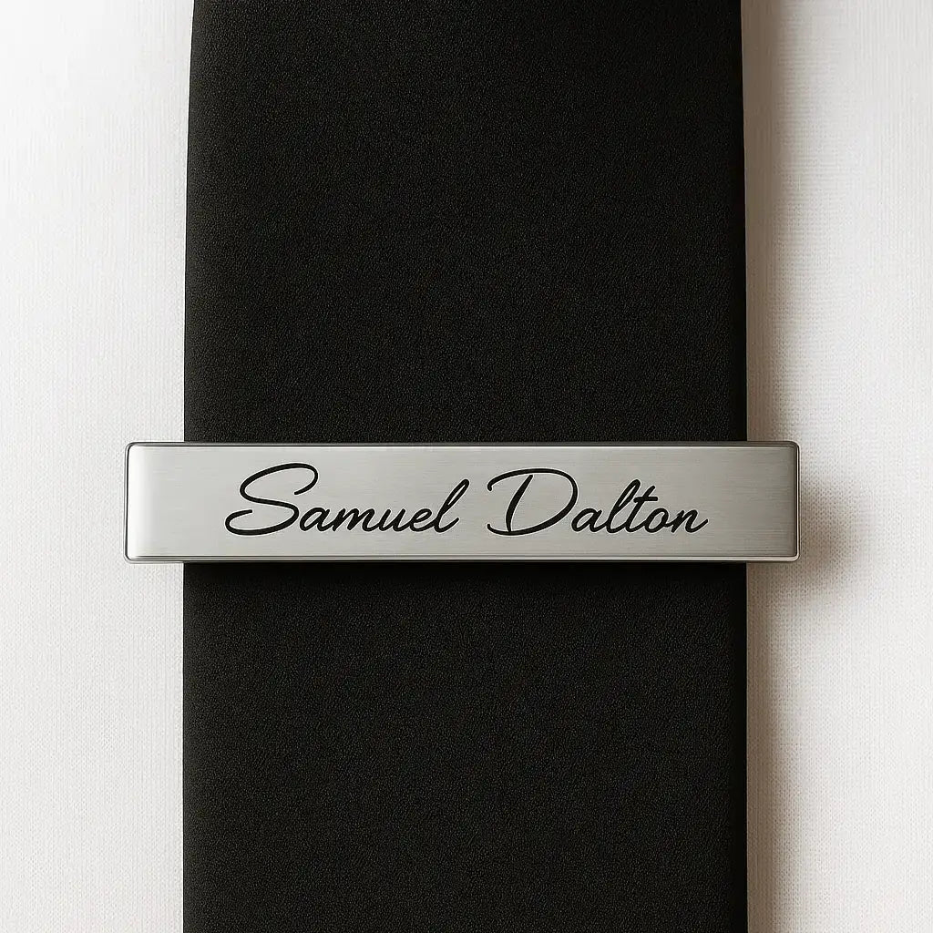 Custom Name Tie Clip in Silver with Elegant Script for Personalized Style