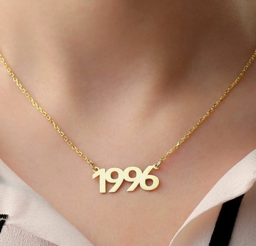Custom gold birth year nacklace 1996 - personalized jewelry by Ankx 