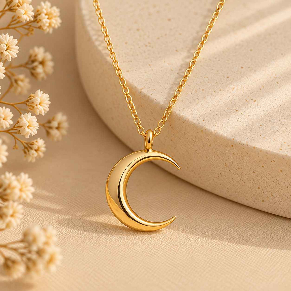 half moon necklace gold jewellery girls ankx